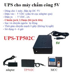 Bộ pin ups cho máy chấm công 5V UPS-TP502C, lưu điện dự phòng mất điện